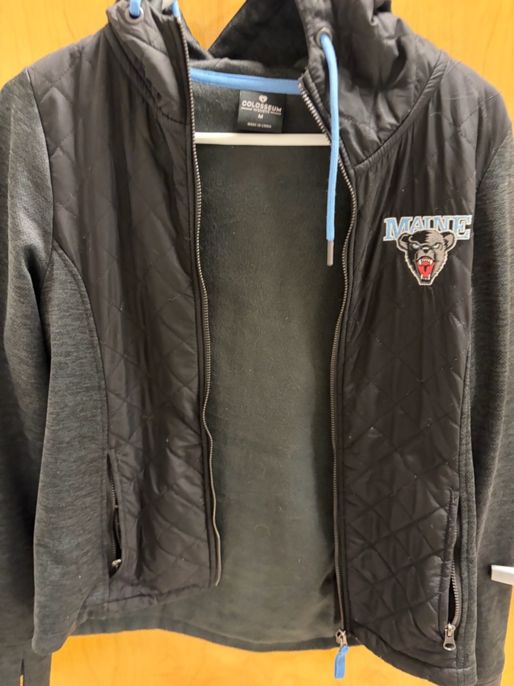 Colosseum Women's University of Maine Black Bears Jacket with Light Blue Trim